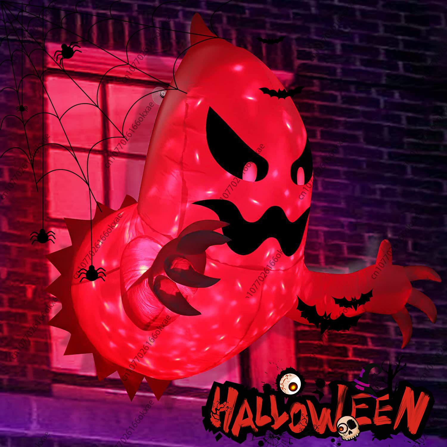 

1/2/4 шт. надувные украшения на Хэллоуин, наружные жуткие ужасы, вечеринка на Хэллоуин, светящиеся привидения, светодиодные вращающиеся огни огня и пламени