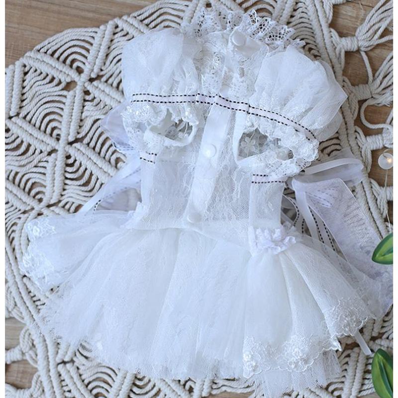 Korean Style Puff Sleeve Pet Wedding Gown - High-End Dog Cat Dress for Teddy Bichon Fashion Show Outfit