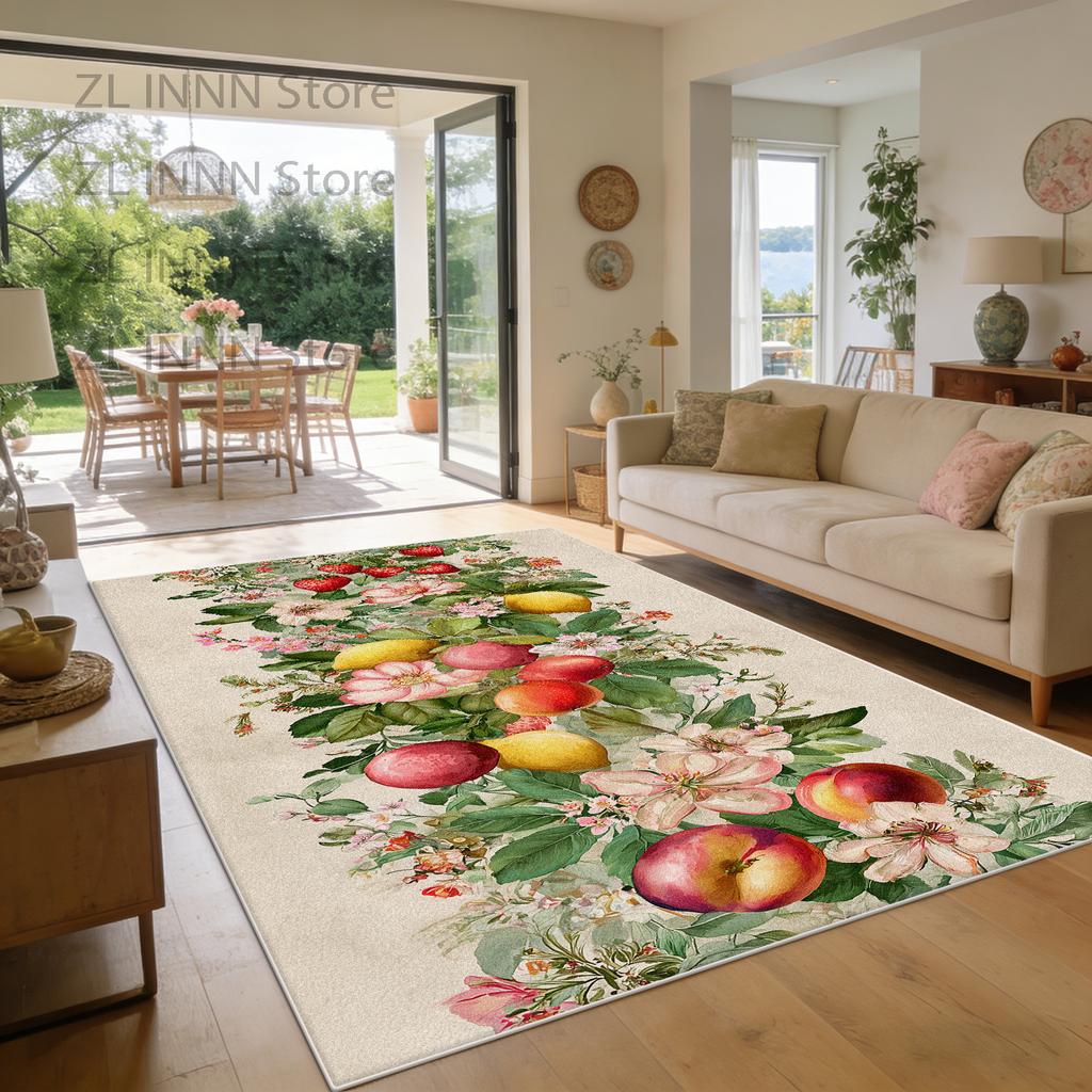 Spring Summer Floral Style Living Room Carpet Fresh Decoration Home Pastoral Area Pile Fabric Rug Sofa Bedroom Plush Floor Mat