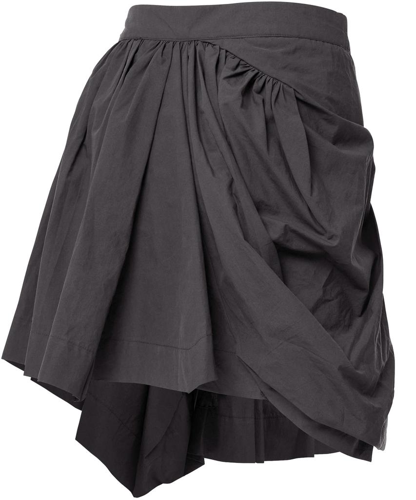 Peulleeoeob Asymmetrical Draped Layered Skirt (Fl-252_Charcoal)