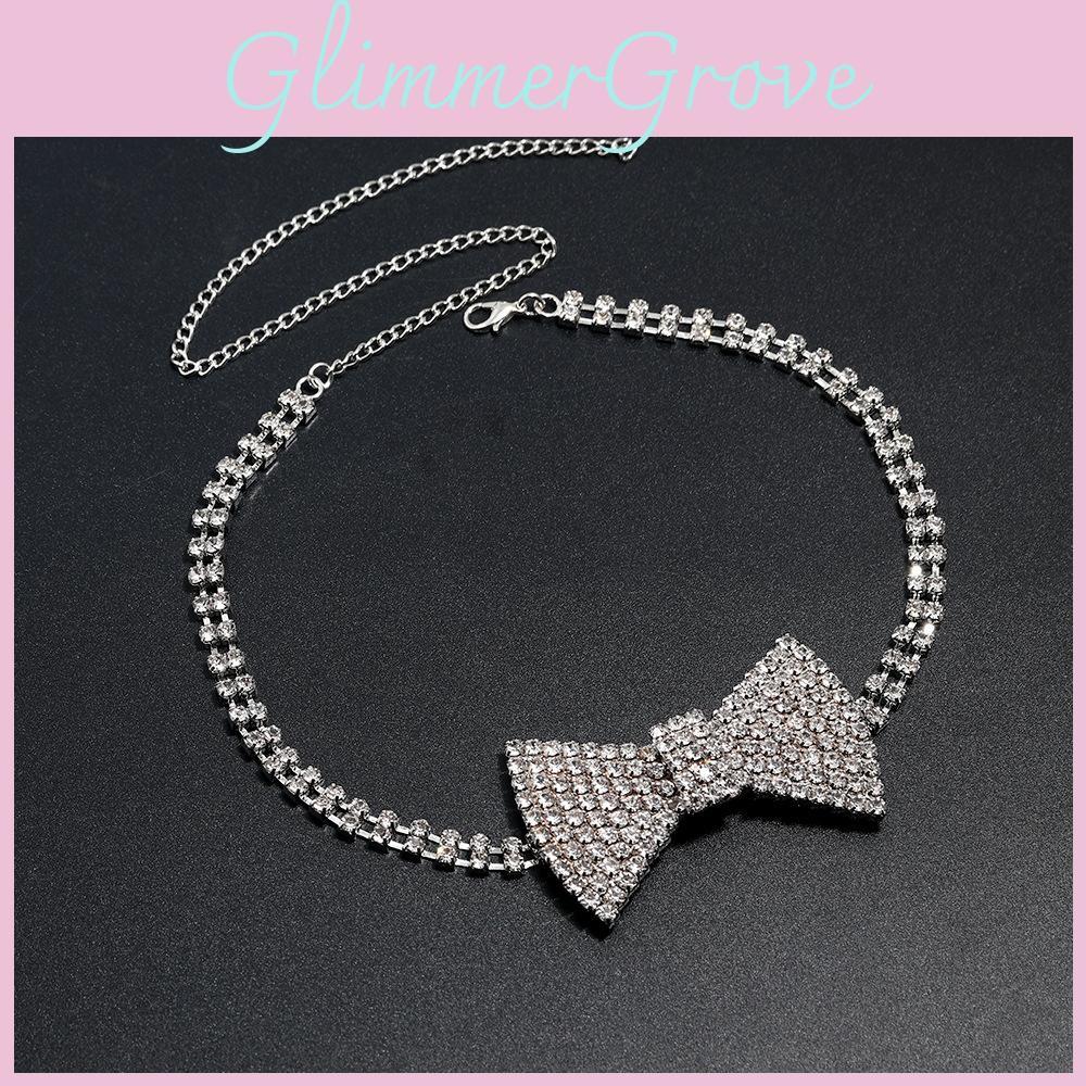 Wave Water Diamond Chain Necklace Butterfly Pendant For Female Statement Fashion