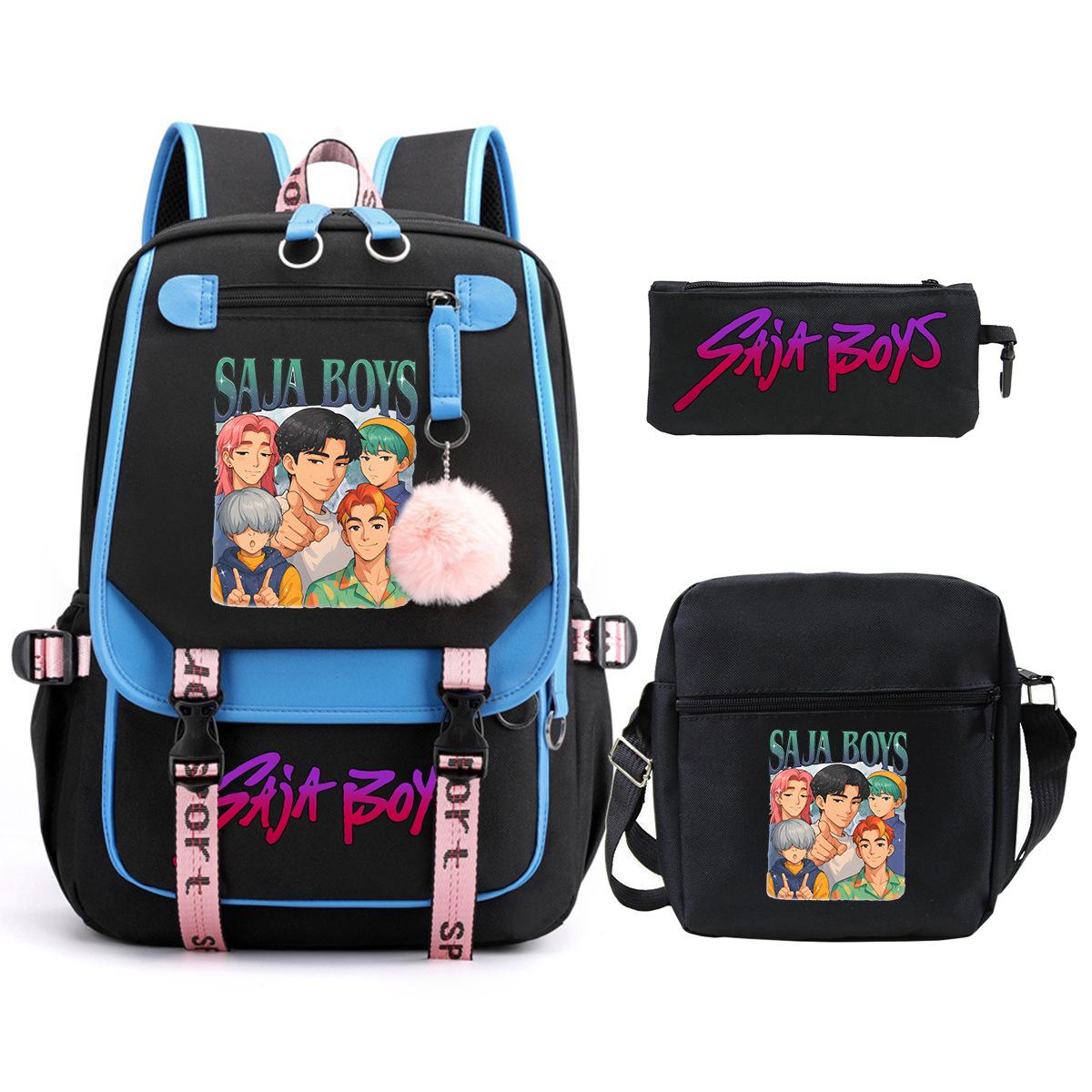 K-Pop Anime Cartoon Portable Shoulder Backpack Student Leisure School Bag Three-Piece Set No specifications
