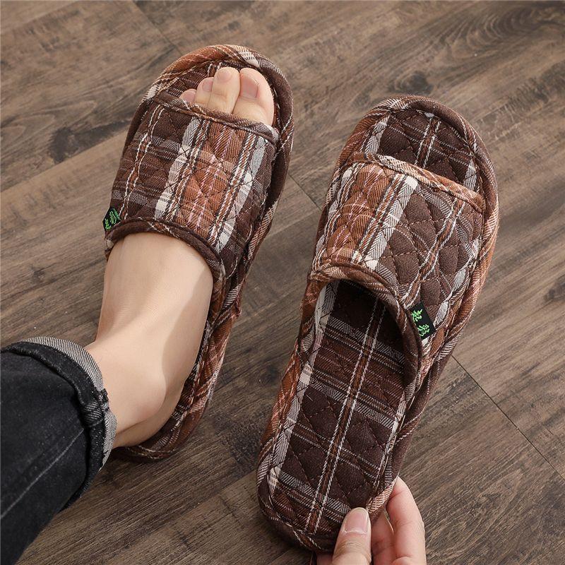 Cloth bottom slippers couple fresh and versatile home indoor silent silent does not hurt the wooden floor men's and women's four seasons