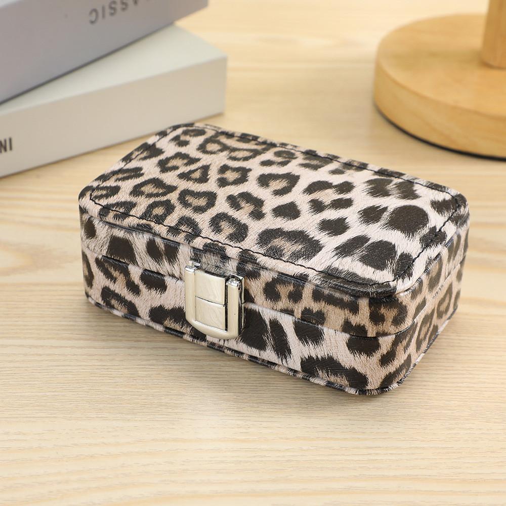 Leopard Print Jewelry Box With Pu Leather And Velvet For Travel And Gift Giving