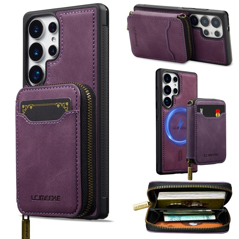 Leather Magsafe Detachable Phone Case for Samsung Galaxy S26 S25 Edge S24 Ultra S23 S22 Plus S21 S20 FE A17 A37 A57 Wallet Cover