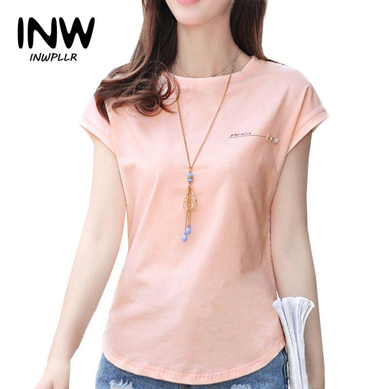 Buy INWPLLR Summer T-shirt Women Tops Tees Female Batwing Sleeve