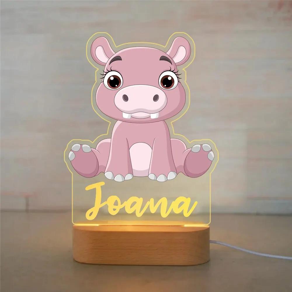 Personalized Animal Night Light - Custom Name Acrylic Lamp for Kids Bedroom Decor Baby Birthday Christmas Gift