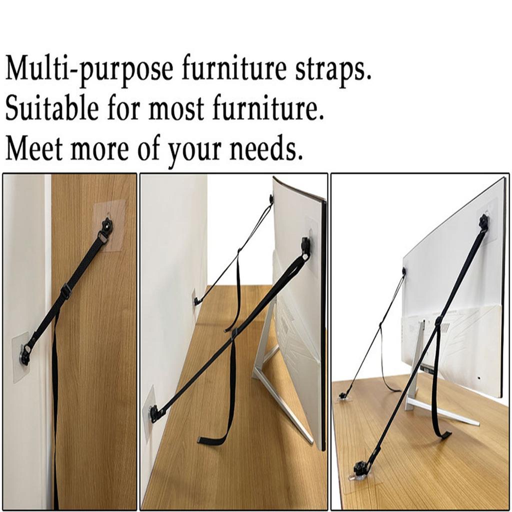 TV fixed with earthquake -tipping straps, TV tables and chairs with tight kun rope with furniture -tipping rope