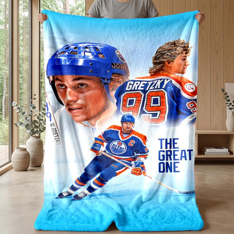 Wayne Gretzky Theme Blanket Soft Flannel Blanket Plush Throw Blanket Cozy Sofa Bed Blanket for Home Decor