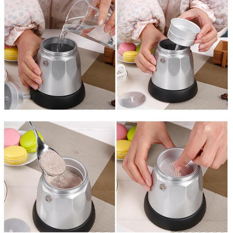 150ML/300ML Home Office Electric Coffee Pot Portable Aluminum Electric Mocha Kettle Large Capacity Italian Coffee Machine