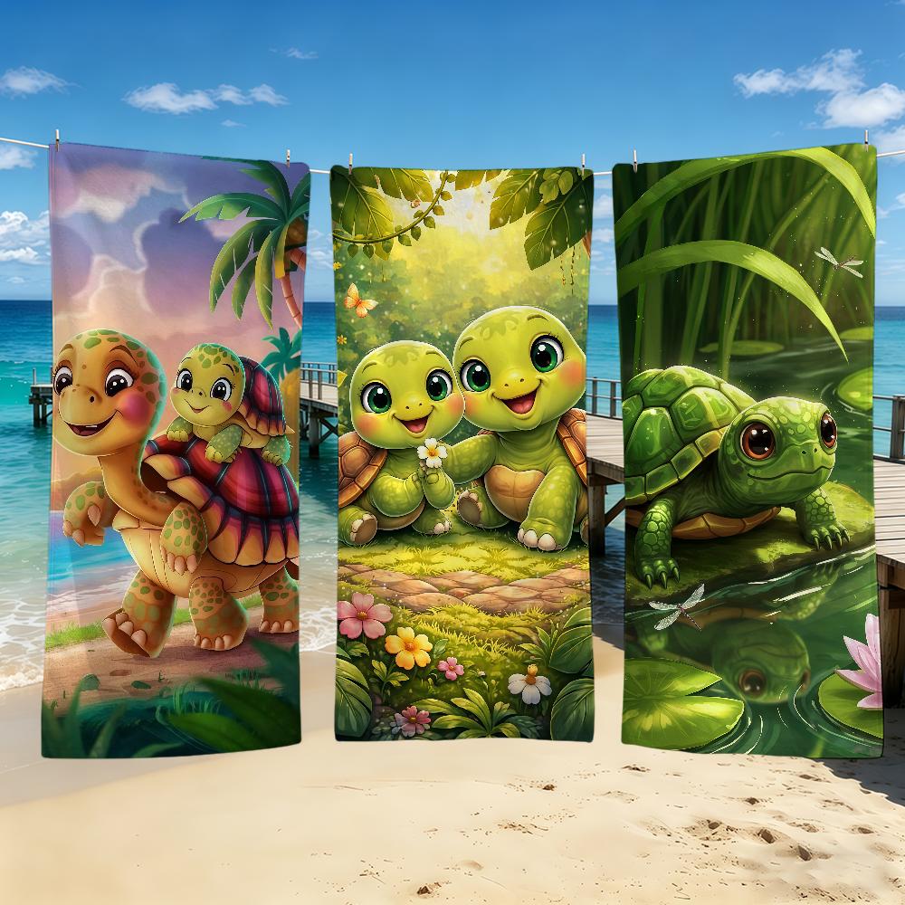Jmg Household Supplies Turtle Cartoon Towel For Outdoor Camping Beach Towel Super Absorbent Quick-Drying Cute Summer Towel