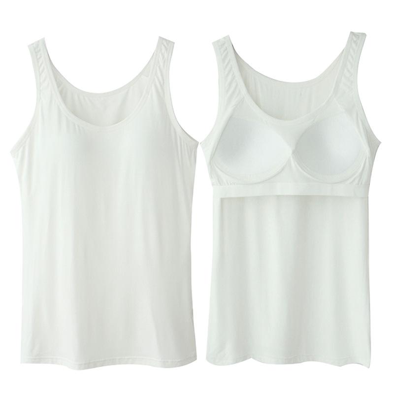 Women s Wire-Free Modal Camisole with Padded Cups - Ice Silk One-Piece Vest Top, No Bra Needed XXL (125-140 Jin) белый