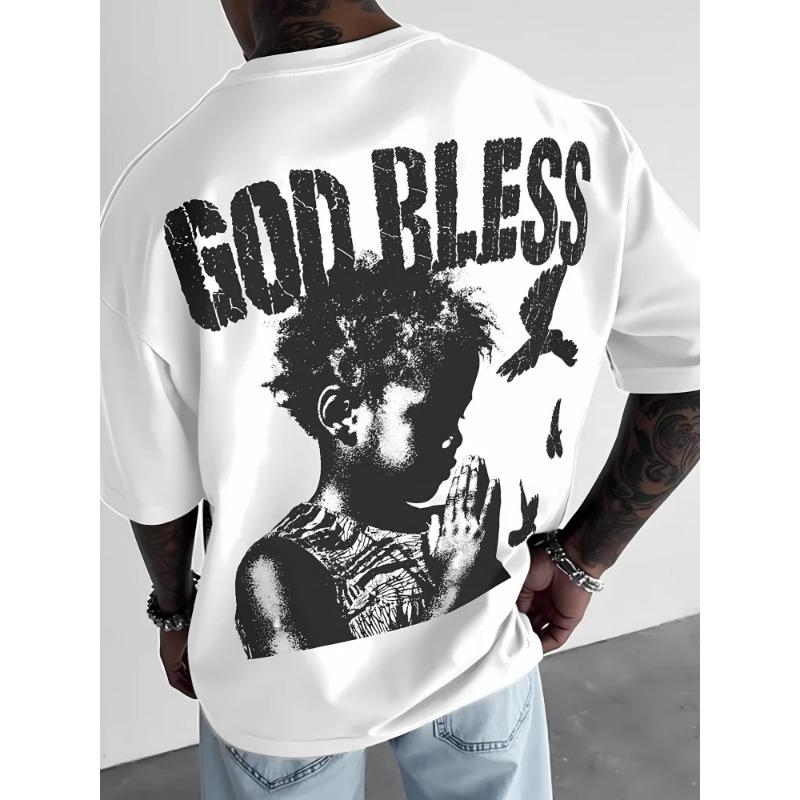 Summer New Men's T-shirt Summer Casual Overszied Fashion Comfortable Breathable Letter Pattern Printed Short Sleeve Tops