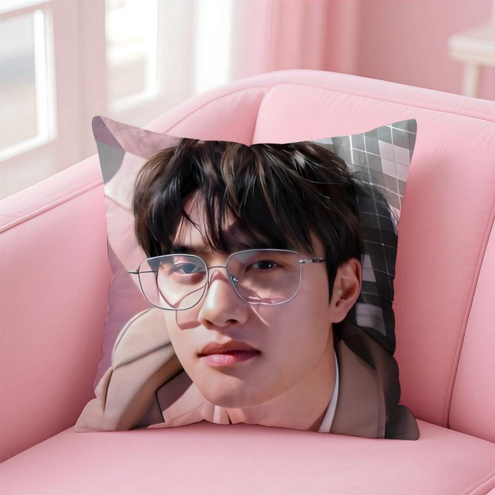 D-Doh Kyungsoo D.O Cushion Cover Linen Cushion Cover Soft Decorative Case For Sofa Home Decor Peach skin 18*18(CM)-1Pcs