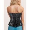 Pailletten Strapless Corset Top Hartvormige Halslijn Met Baleinen Bustier Taille Trainer voor Vrouwen