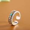 Adjustable Open Ring With Tibetan Mantra Design Vintage Plated Geometric Jewelry Men Women