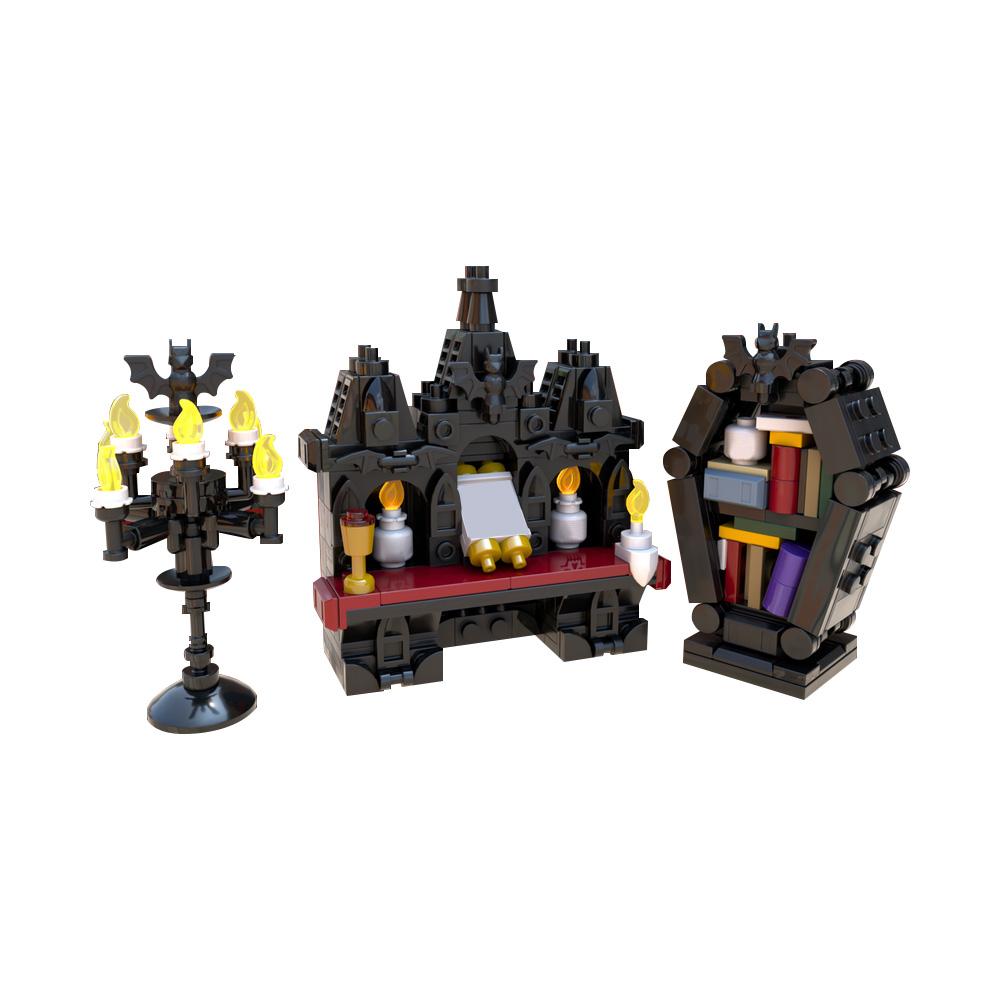 Gobricks Moc Vampire Furniture Full PACK Buliding Blocks Halloween Medieval DnD Scenery Props Toys Bricks Set Ornaments Gifts