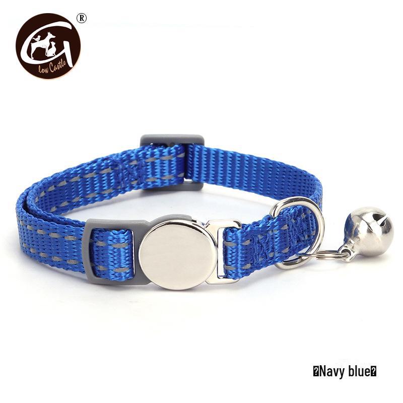 Reflective Nylon Cat Collar with Engraved Metal Buckle