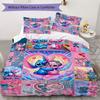 Stitch Cartoon Prints bedding, duvet cover and pillowcases, birthday gift (1 duvet cover + 2 pillowcases, pillow insert not included)JM017