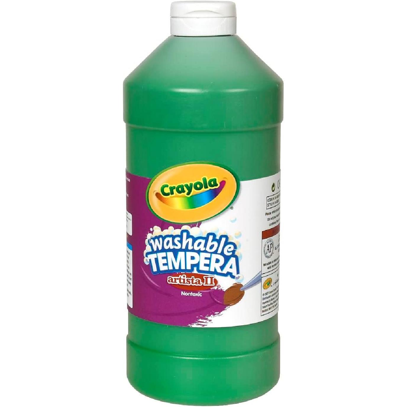 Смываемая темпера Crayola для детей, Зеленая краска, Школьные принадлежности, Нетоксичная, 32 унции, Бутылка с дозатором