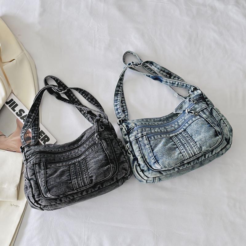 Geantă de umăr pentru femei Geantă tote din denim Stil colegial Geantă crossbody