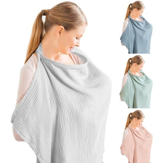 Women Breastfeeding Cover Up with 2 Pockets Adjustable Straps Breathable Nursing Cloak Breast Feeding Shawl