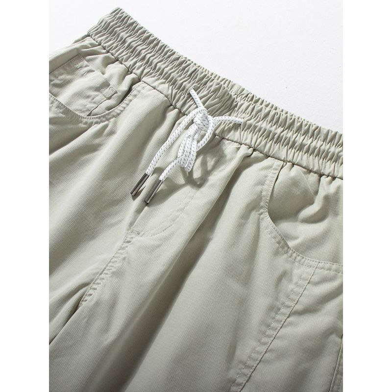 Mountain-Style Outdoor Functional Work Pants for Men, Summer Thin Casual Pants with 3D Patchwork, Cool Trendy Brand Wide-Leg Pants
