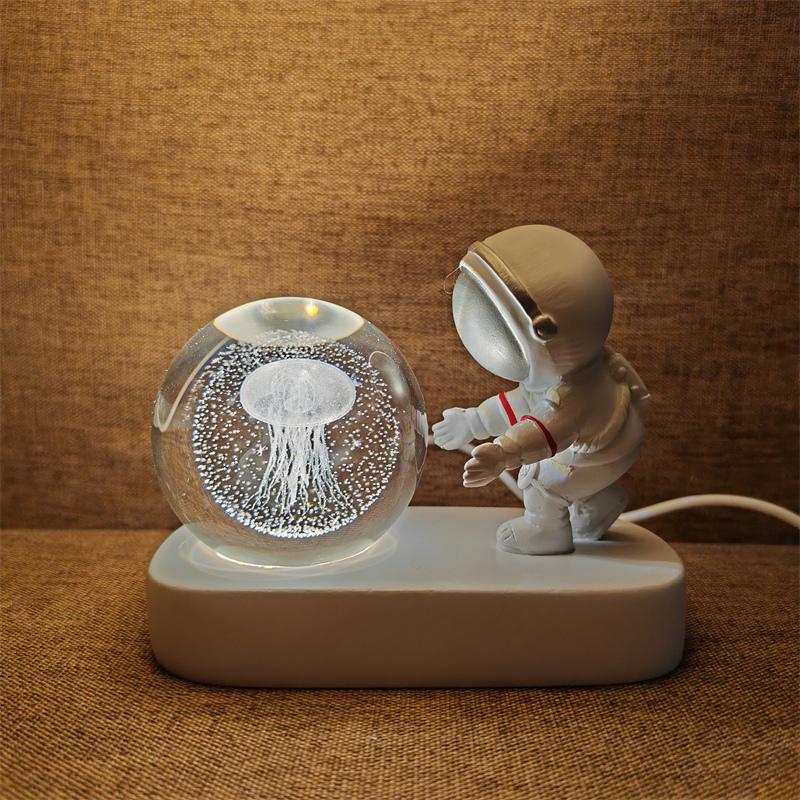 Astronaut Creativ 3D Minge de Cristal Led Lumină de noapte pentru Dormitor Copii Planetă Spațiu Lampă Sistem Solar USB Cadou de Crăciun pentru copii