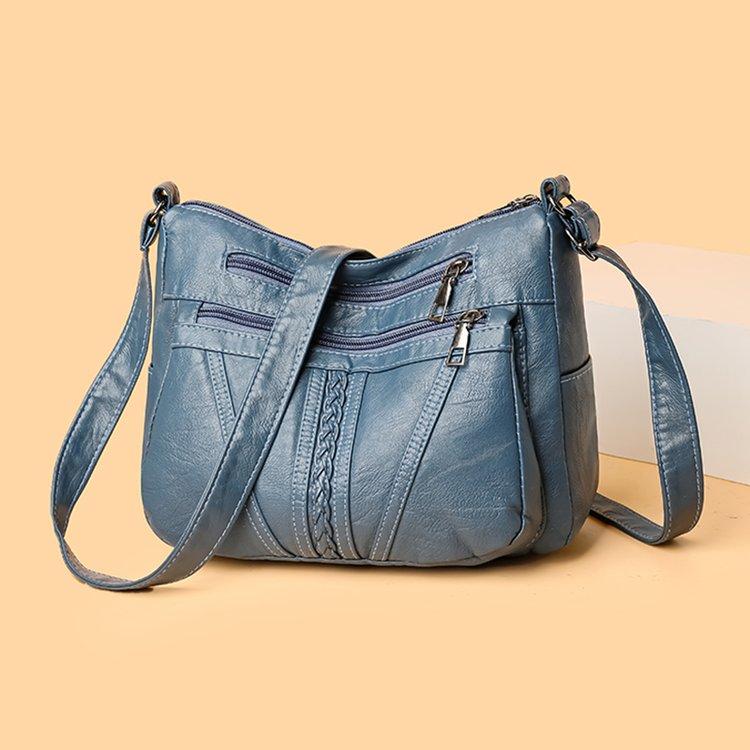 2025 New Fashion Women's Bag Large-capacity Soft Leather Messenger Bag Waterproof and Lightweight Multi-pocket Simple Versatile Shoulder Bag