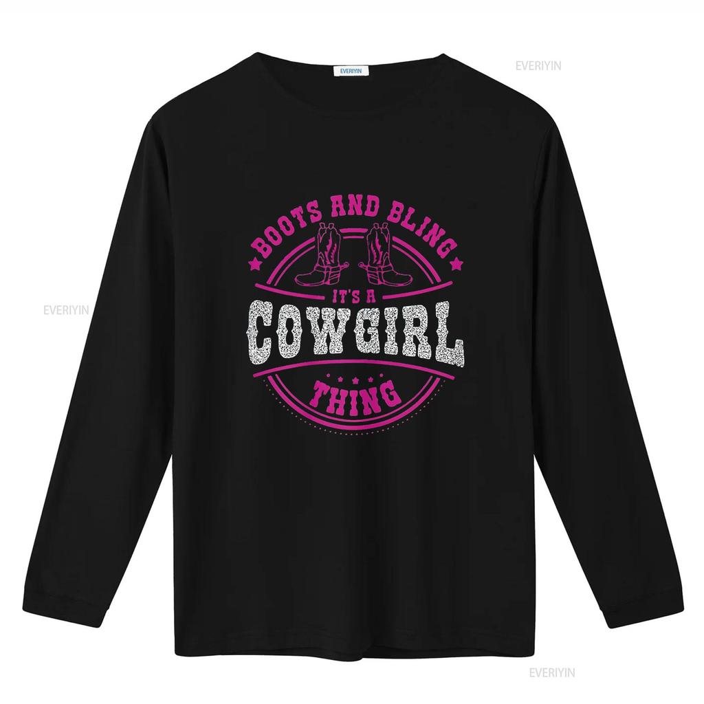 Womens boots bling it s a cowgirl thing Western Unique T Shirt for Women Soft and Breathable Casual vintage Washed streetwear