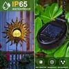 Solar-powered Ironwork Glass Crack Sun Projection Bell Hollow Projection Lamp Waterproof Outdoor Light for Lawn Door Garden Home