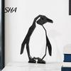 Pinguin-Ornament Geometrische Figur, Schwarzes Hohl-Design-Ornament, 3D-gedruckte Figur Abstrakte Kunststatue für Moderne Heim-Büro-Schreibtischdekoration