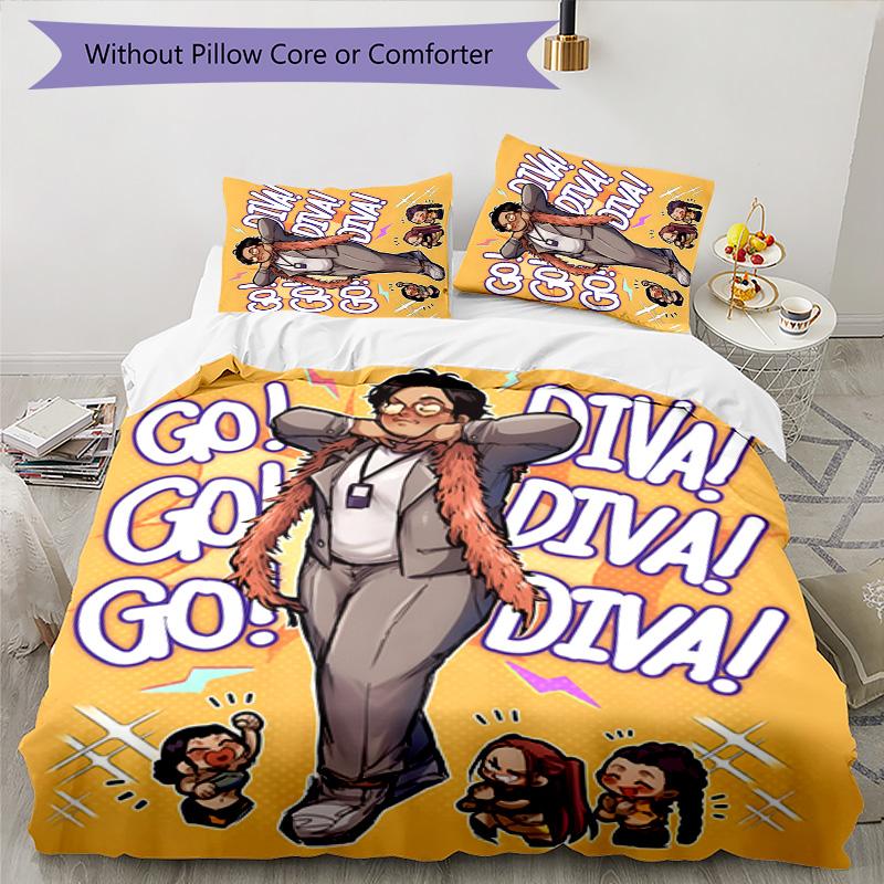KPOP Hunter 3pcs Bedding Set Duvet Cover Closure Includes 1 Duvet Cover & 2 Pillowcases for All Seasons Bedroom Home Dorm Decor