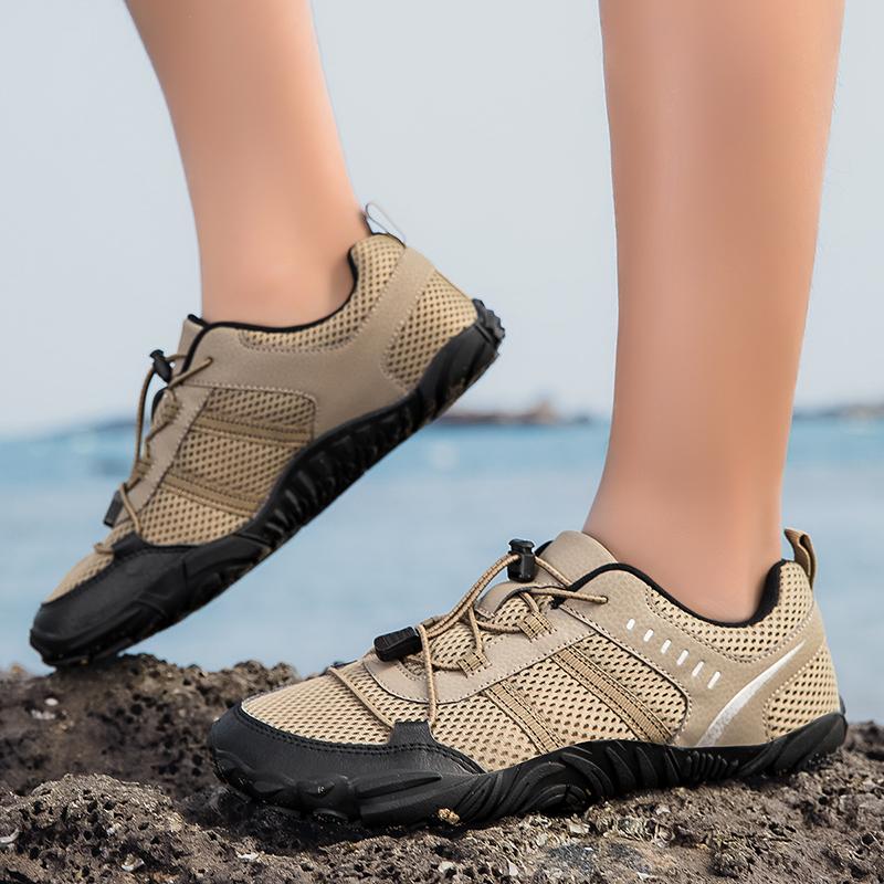 Men Barefoot Casual Hiking Shoes Flats Black Wide Head Boots Grey Sneakers Rubber Sport Shoes Large Size