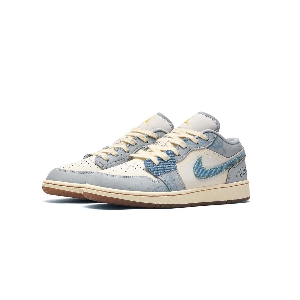Jordan Air Jordan 1 Low SE Endless Summer Cushioning, Wear Resistant Low top Basketball Shoes GS White Blue FZ5046-041(Team196-)