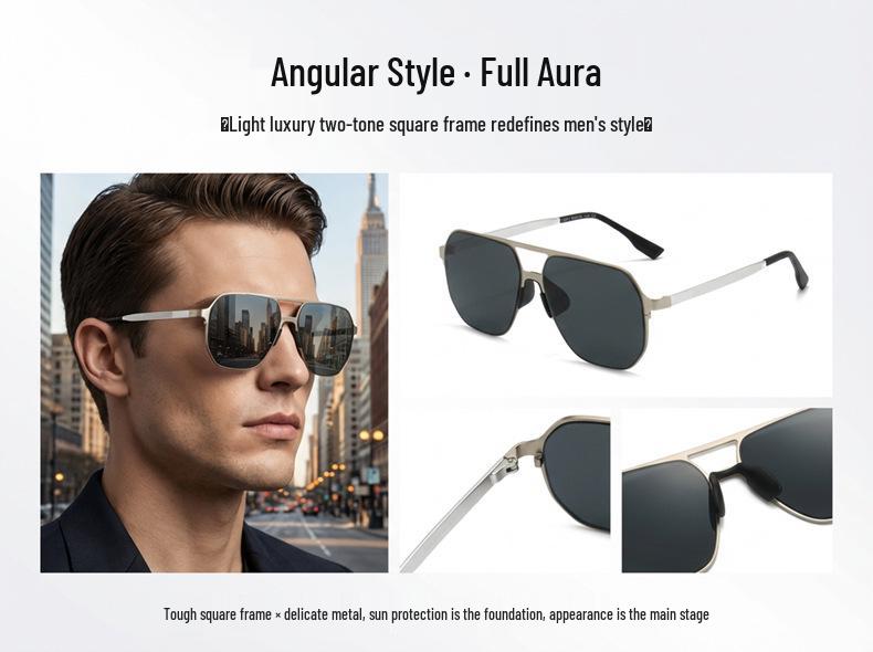 KAJILA 2026 Men's Polarized Retro Square Sunglasses with Double Bridge