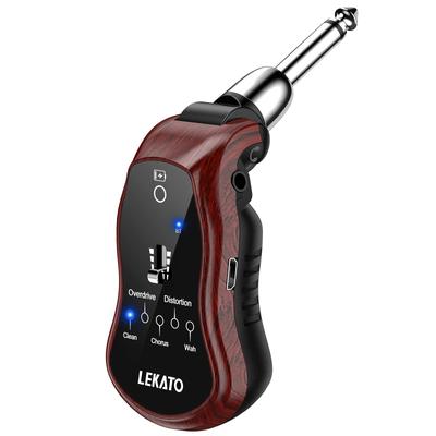 LEKATO Mini Guitar Headphone Amplifier, Rechargeable Pocket Guitar Amplifier with Bluetooth Receiver, Clean Chorus, Overdrive, Distortion, and Wah