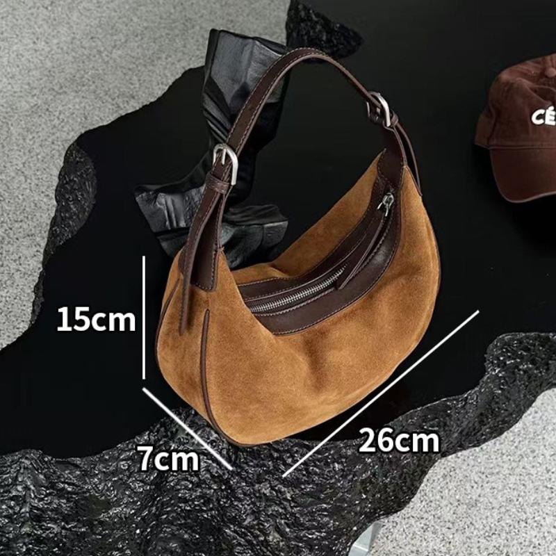 2026 A/W Vintage Matte Nubuck Underarm Crossbody Bag - Women's Luxurious Shoulder Purse for Autumn Winter