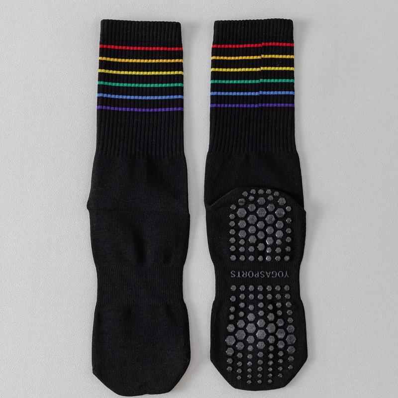 

Хлопковые носки для йоги, Нескользящие для пилатеса, спорта и отдыха, Носки до середины икры, Аэробика, Фитнес-тренировки, Бесшовные носки 1 pair чёрный