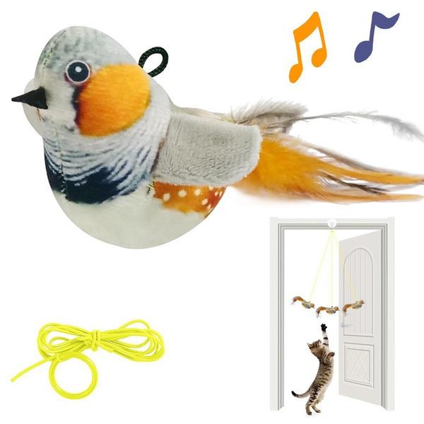 1Pc Cat Toys Hanging Bird, Retractable Cat Teaser Toy, Vivid Chirping, Interactive Catnip Toys for Indoor Cats Kitten Play Chase Exercise