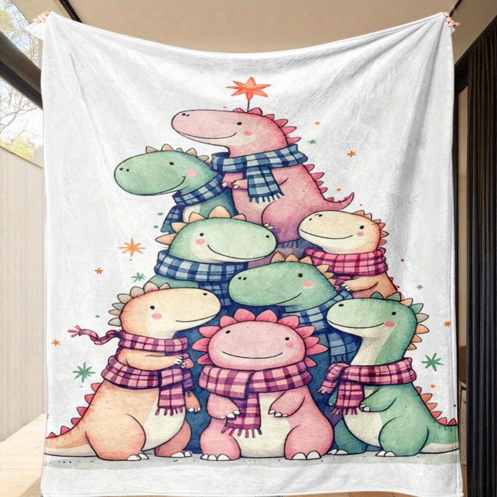 

colorful dinosaur character patterns Flannel printed blanket suitable for all seasons suitable for living office sofa and travel 75x90cm