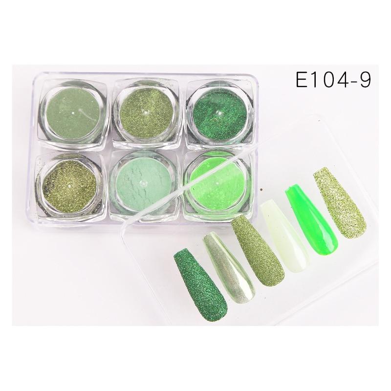 6 ks nail art třpytivý prášek na zdobení nehtů lesknoucí se pigmentové vločky flitr nail art dekorace
