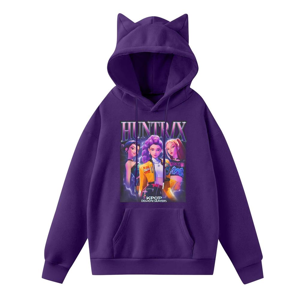 Ladies Fashion Casual Long Sleeve Printed Round Neck Hoodie Pullover Top With Pockets