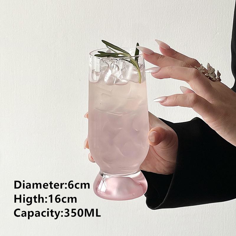 

Cute Thick Bottom Handle Coffee Glass Mountain Latter Milk Juice Water Glass Goblet Glass Cup 301-400ml
