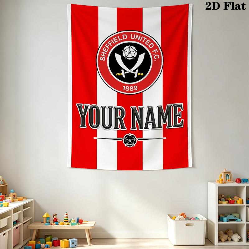 Benutzerdefinierter Name Sheffield FC Wandteppich Ästhetischer Wandbehang Bedruckter Stoffdecke Dekorative Wandteppiche für Schlafzimmer Wohnzimmer Heimdekoration