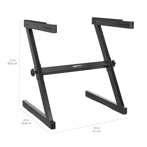 Basic Heavy-Duty Keyboard Digital Piano Stand, Z-Shaped, Black