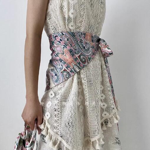 Style Bohème Mode Broderie Corset Large Ceinture Femmes Décontracté Décoratif Ceinture de Corsage à Lacets Foulard Triangulaire