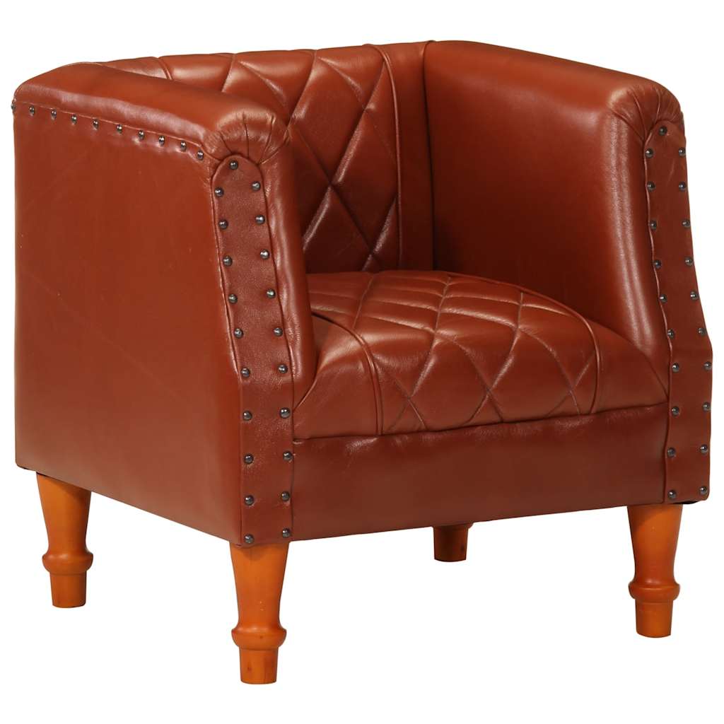 Armchair in Brown Genuine Goat Leather