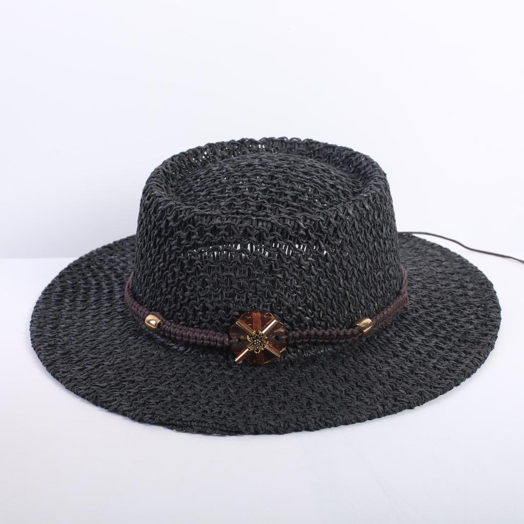 Popular fashion hollow woven concave-convex top straw hat men's and women's fashion summer sunscreen sunshade straw hat