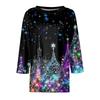 Women's Fashion Casual Round Neck 3/4 Sleeve Loose  Printed T-Shirt Ladies Top